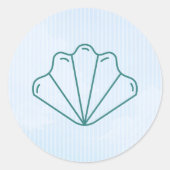 Sticker Rond Mariage d'été sur la plage Shell Blue (Devant)
