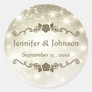 Sticker Rond Mariage d'étincelles Parties scintillant or