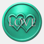 Sticker Rond Mariage Deux Cœurs Entrelacés Aqua (Devant)