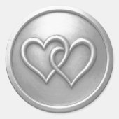 Sticker Rond Mariage Deux Cœurs Entrelacés Argent (Devant)