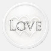 Sticker Rond Mariage Deux Cœurs Entrelacés Blanc (Devant)