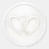 Sticker Rond Mariage Deux Cœurs Entrelacés Blanc (Devant)