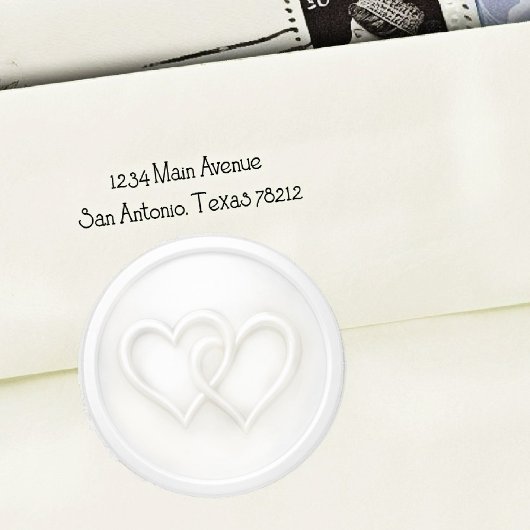 Sticker Rond Mariage Deux Cœurs Entrelacés Blanc