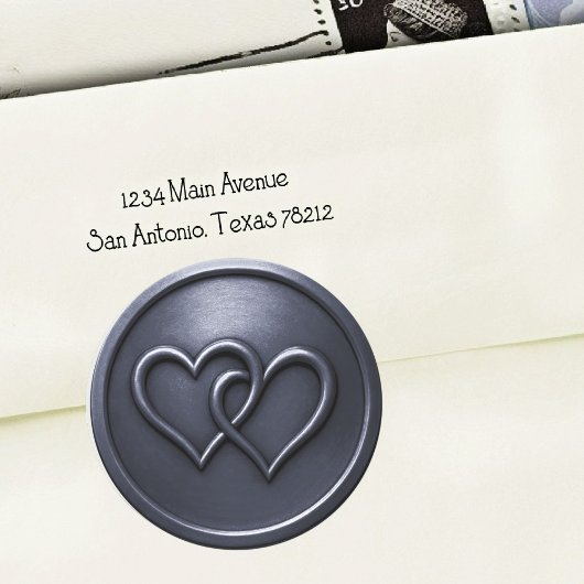 Sticker Rond Mariage Deux Cœurs Entrelacés Bleu Marine