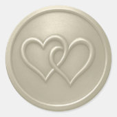 Sticker Rond Mariage Deux Cœurs Entrelacés Gris Chaud (Devant)