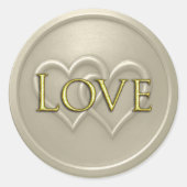 Sticker Rond Mariage Deux Cœurs Entrelacés Gris Chaud (Devant)