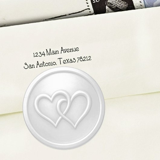Sticker Rond Mariage Deux Cœurs Entrelacés Gris Clair