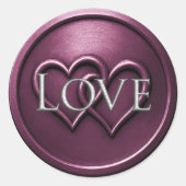 Sticker Rond Mariage Deux Cœurs Entrelacés Prune (Devant)