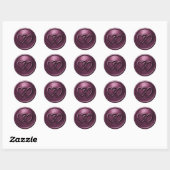 Sticker Rond Mariage Deux Cœurs Entrelacés Prune (Feuille)