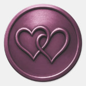 Sticker Rond Mariage Deux Cœurs Entrelacés Prune (Devant)