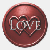 Sticker Rond Mariage Deux Cœurs Entrelacés Rouge Profond (Devant)