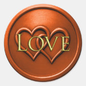 Sticker Rond Mariage Deux Cœurs Entrelacés Rouille (Devant)