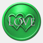 Sticker Rond Mariage Deux Cœurs Entrelacés Vert (Devant)