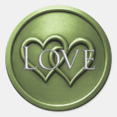 Sticker Rond Mariage Deux Cœurs Entrelacés Vert (Devant)