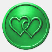 Sticker Rond Mariage Deux Cœurs Entrelacés Vert (Devant)