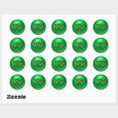 Sticker Rond Mariage Deux Cœurs Entrelacés Vert (Feuille)