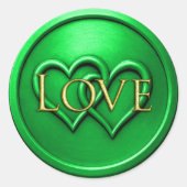 Sticker Rond Mariage Deux Cœurs Entrelacés Vert (Devant)