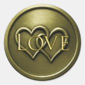 Sticker Rond Mariage Deux Cœurs Entrelacés Vert Olive (Devant)