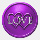 Sticker Rond Mariage Deux Cœurs Entrelacés Violet (Devant)