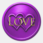 Sticker Rond Mariage Deux Cœurs Entrelacés Violet (Devant)