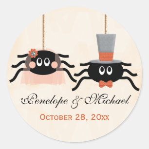 Sticker Rond Mariage d'Halloween à l'araignée