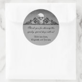 Sticker Rond Mariage d'Halloween de cadre crâne (Sac)