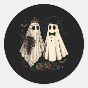 Sticker Rond Mariage d'Halloween de la mariée et du marié fantô