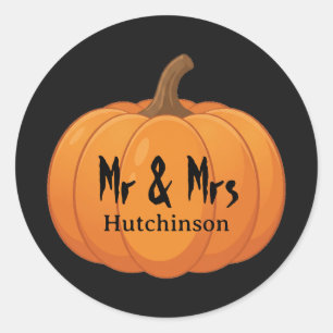 Sticker Rond Mariage d'Halloween de M. et Mme Pumkin