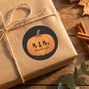 Sticker Rond Mariage d'Halloween de M. et Mme Pumkin