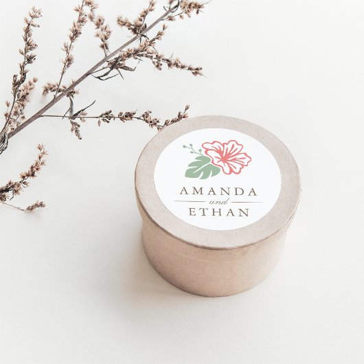 Sticker Rond Mariage d'Hibiscus