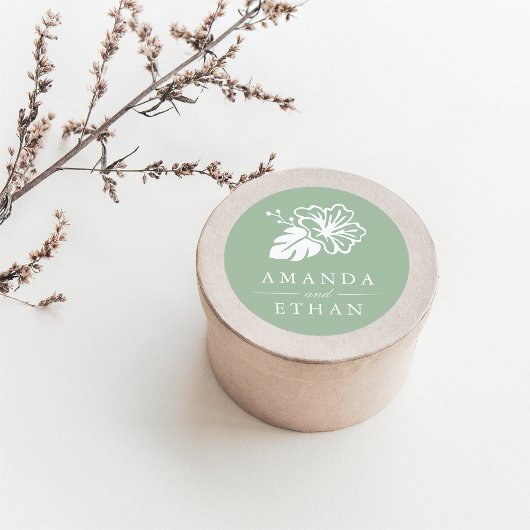 Sticker Rond Mariage d'Hibiscus