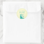 Sticker Rond Mariage d'hippocampe vert mer clair Enregistrer la (Sac)