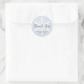 Sticker Rond Mariage d'hiver Dusty Blue Snowflake Merci (Sac)