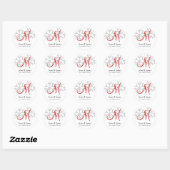 Sticker Rond Mariage d'hiver Faire-part rouge Monogramme Sceau (Feuille)