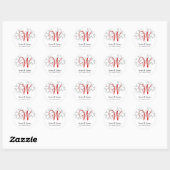 Sticker Rond Mariage d'hiver Faire-part rouge Monogramme Sceau (Feuille)