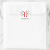 Sticker Rond Mariage d'hiver Faire-part rouge Monogramme Sceau (Sac)