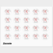 Sticker Rond Mariage d'hiver Faire-part rouge Monogramme Sceau (Feuille)