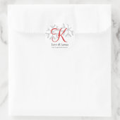 Sticker Rond Mariage d'hiver Faire-part rouge Monogramme Sceau (Sac)