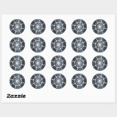 Sticker Rond Mariage d'hiver Flocon de neige bleu Damas Envelop (Feuille)