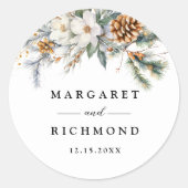 Sticker Rond Mariage d'hiver floral rustique (Devant)