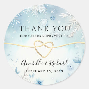 Sticker Rond Mariage d'hiver Merci Favor