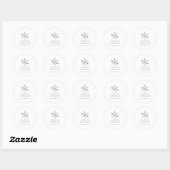 Sticker Rond Mariage d'hiver moderne Blue Snowflake (Feuille)