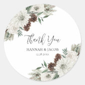 Sticker Rond Mariage d'hiver Pine Favor Merci (Devant)