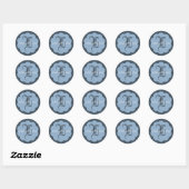 Sticker Rond Mariage d'hiver Polka Point Motif Monogramme perso (Feuille)