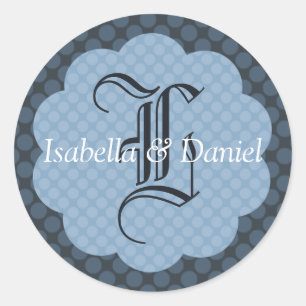 Sticker Rond Mariage d'hiver Polka Point Motif Monogramme perso