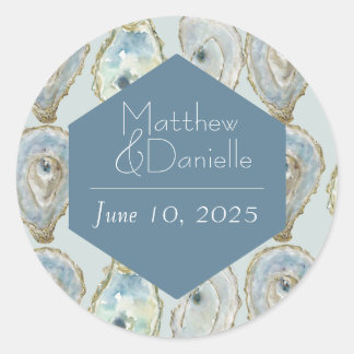 Sticker Rond Mariage d'huîtres aquarelle