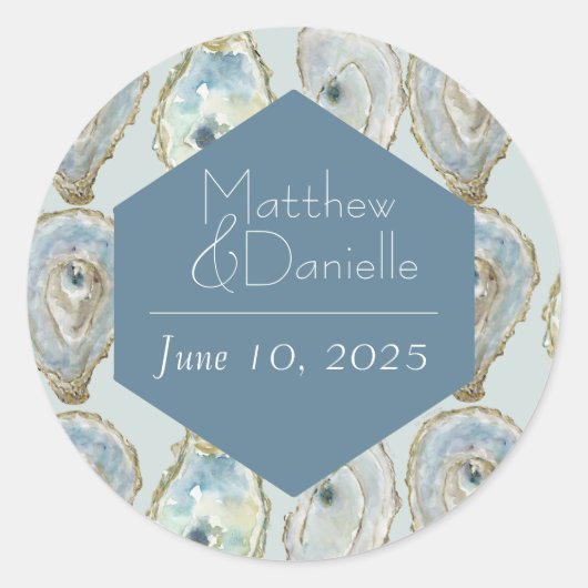 Sticker Rond Mariage d'huîtres aquarelle (Devant)