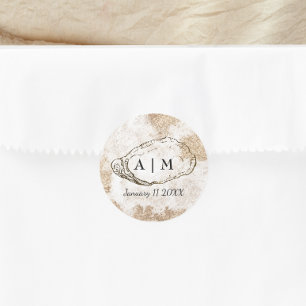 Sticker Rond Mariage d'huîtres minimaliste moderne
