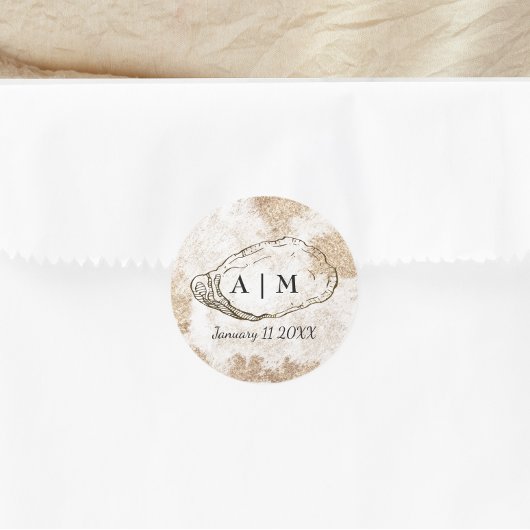 Sticker Rond Mariage d'huîtres minimaliste moderne
