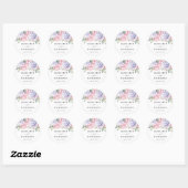 Sticker Rond Mariage d'Hydrangée rose pâle et pourpre (Feuille)